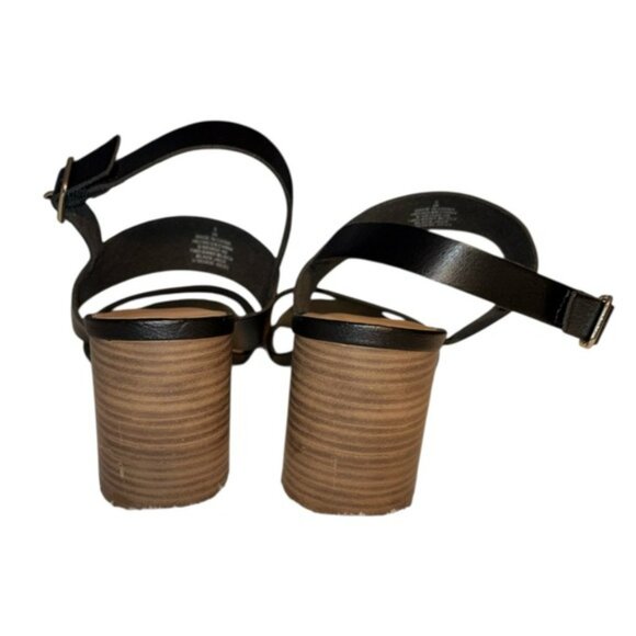 Old Navy Faux-Leather Slingback Block Heel Sandals Color Black Jack Size 9 - Picture 7 of 9